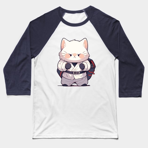 Samurai cat Baseball T-Shirt by JORDYGRAPH